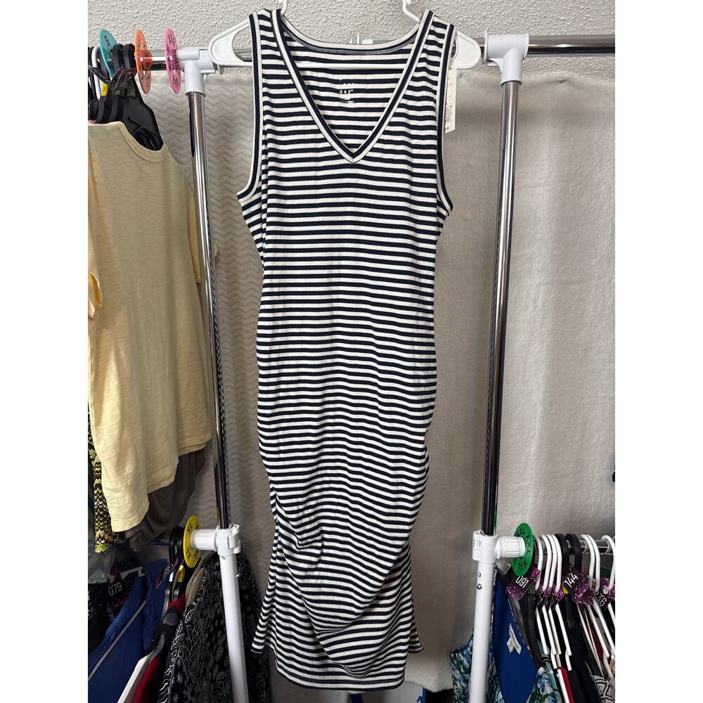 BN #20 NWT A New Day Women’s Size XL Sleeveless Striped Midi Dress  Navy & White